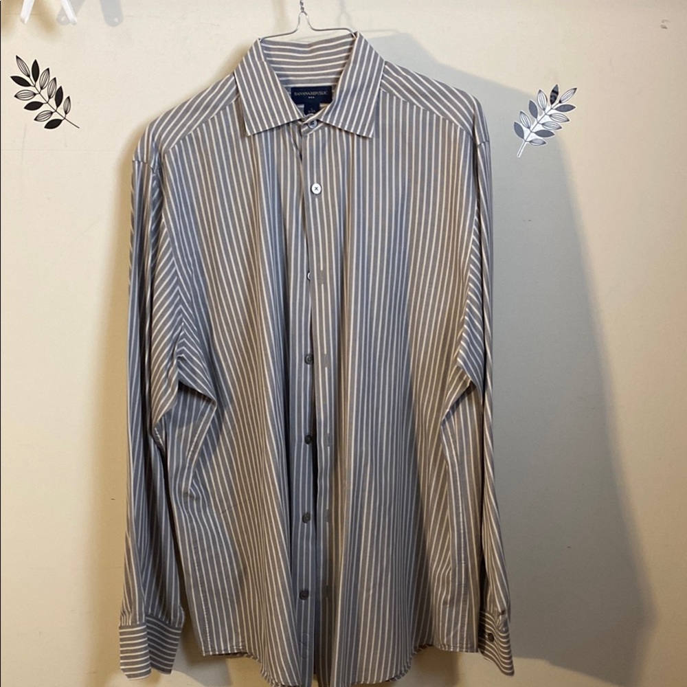 Men's Striped Grey and Black long sleeve shirt